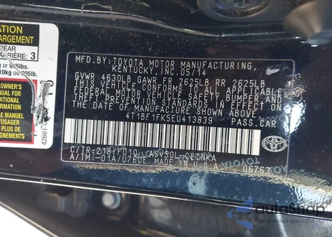 2014 Toyota Camry Le из США, поврежденный, VIN 4T1BF1FK5EU413839